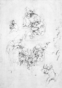 Studies for a Madonna with a cat